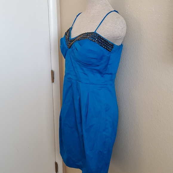 Bisou Bisou teal blue adjustable straps dress 14 - Picture 4 of 8